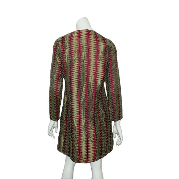 NEERU KUMA Tunic Blouse Vneck Green Red size Medium - Picture 2 of 9
